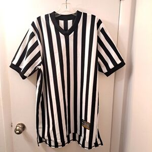 Black and White Striped Men's Referee Shirt